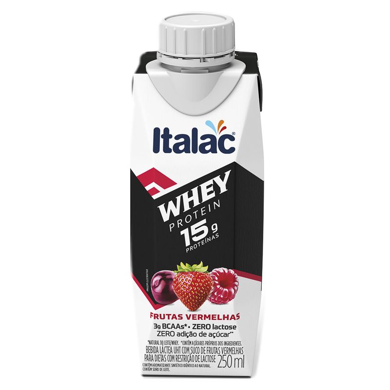 Bebida Láctea 15g Protein Whey Italac Frutas Vermelhas 250ml (7898080642912)
