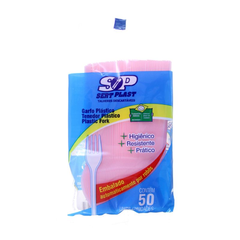 Garfo Descartável Sobremesa Sertplast C50 Rosa (7898032371235)