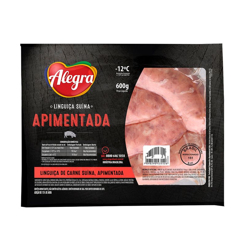 Linguiça suina com pimenta Alegra 600g (7898290435526)