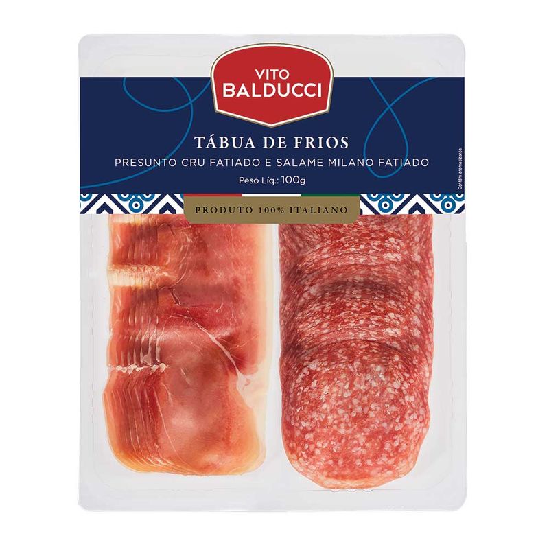 Tábua Frios Vito Bauducci Presunto Cru Salame Milano 100g (7898902551163)
