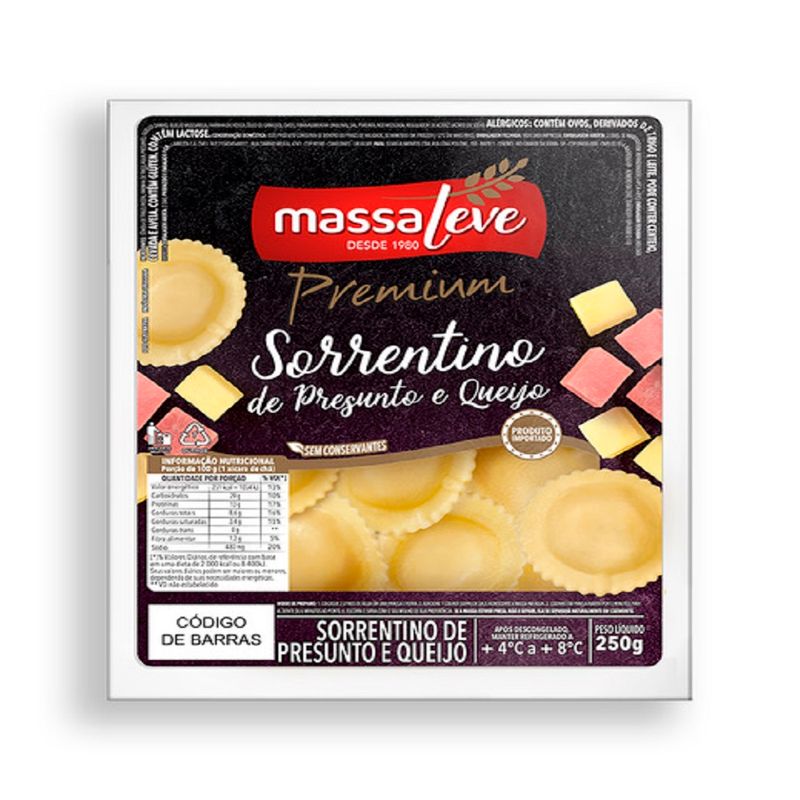 Massa Sorrentino Massa Leve Presunto Queijo 250G (7894904224531)
