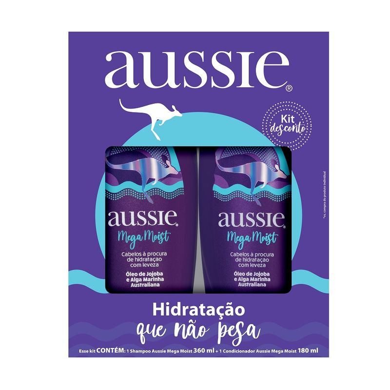 Kit Shampoo Aussie Mega Moist 360ml E Condicionador 180ml (7500435188340)