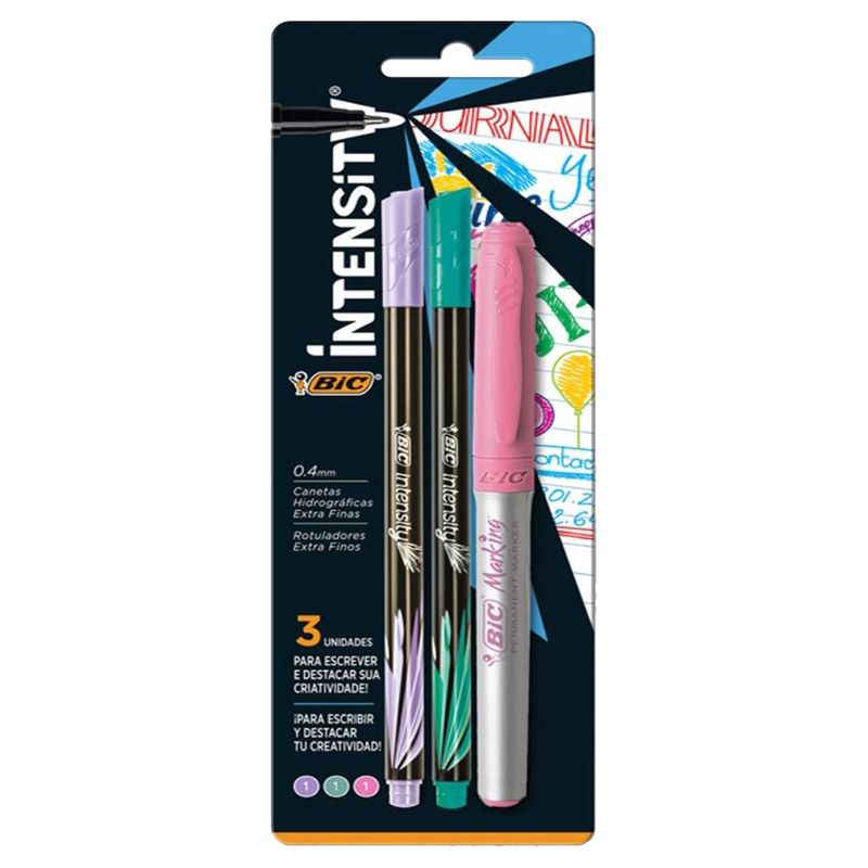 Caneta Bic Intensity 2 Unidades E Marca Texto (7501843501967)