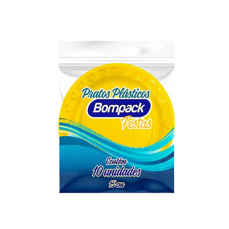 Prato Descartável Bompack Festas Amarelo 15cm Com 10 Unidad (7898921468619)