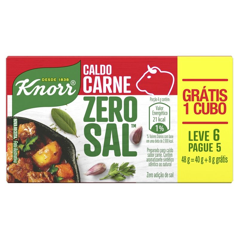 Caldo Tablete Knorr Zero Sal Carne 48g Leve 6 Pague 5 (7891150086326)