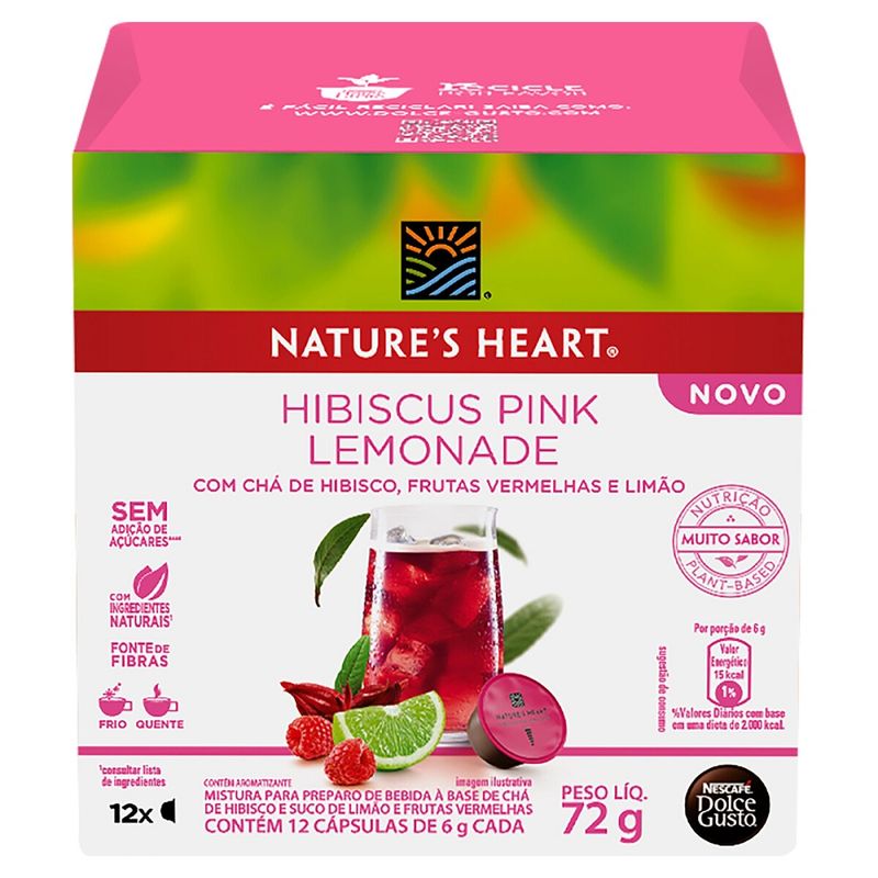 Capsula Nature's Heart Chá Hibiscus Lemonade 72g (7891000355978)
