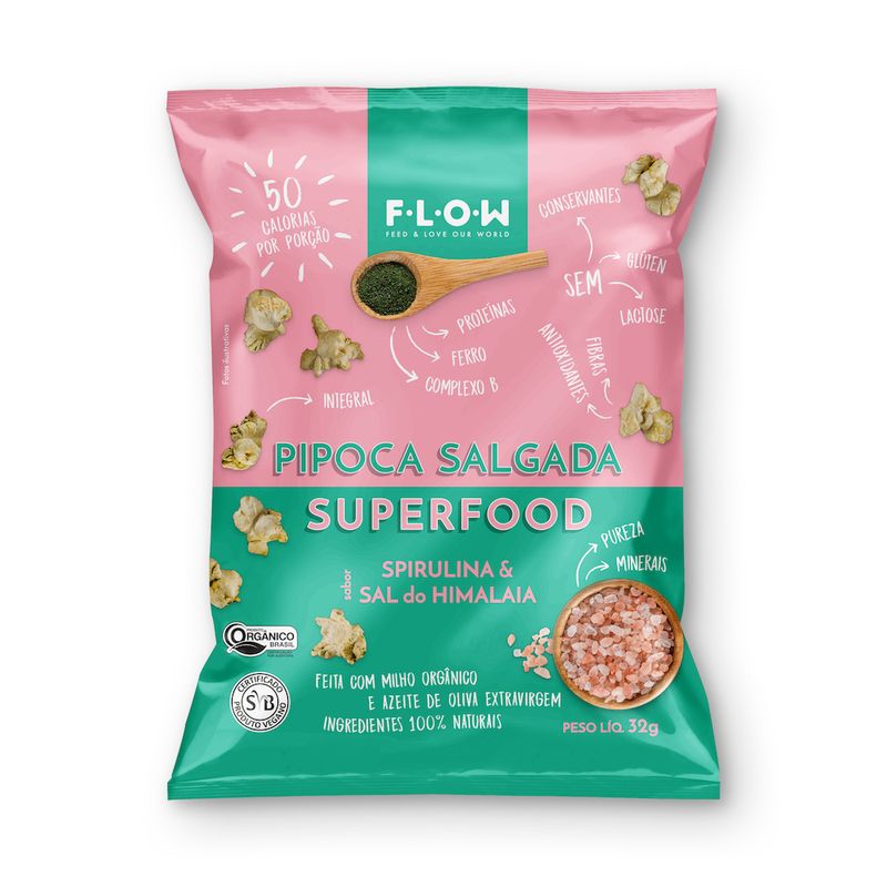 Pipoca Salgada Superfood Flow 32g Spirulina Sal (7898953538229)