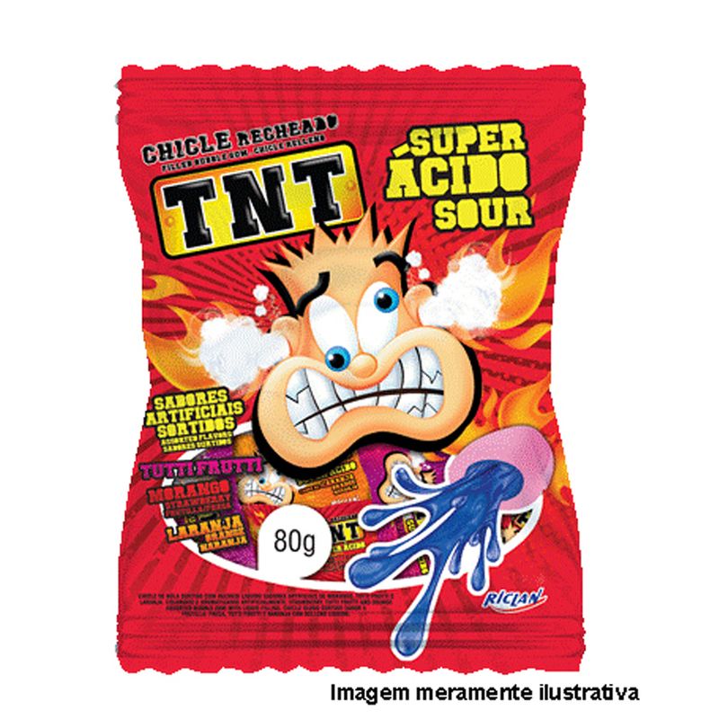 Goma Mascar Tnt Recheado 80g Super Acido Sour (7891151035361)