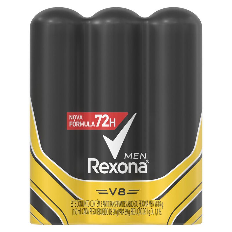 Desodorante Aerosol Rexona Masculino V8 89G Com 3 (7891150069565)