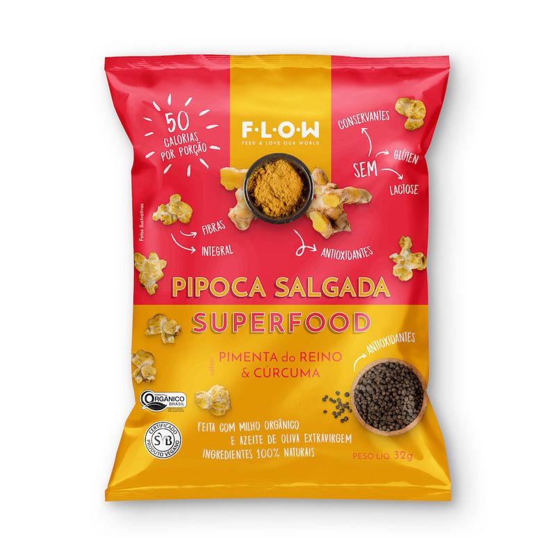Pipoca Salgada Flow com Pimenta e Cúrcuma 32g (7898953538236)