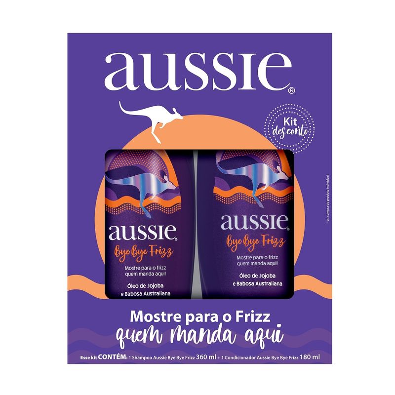 Kit Shampoo Aussie Bye Bye Frizz 360ml E Condicionador 180ml (7500435188333)