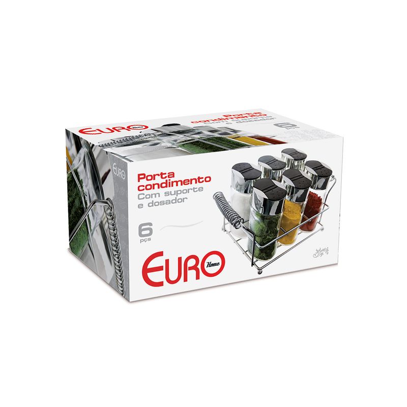 Porta Condimentos Euro Com 6 Com Suporte E Dosador (7897753671266)