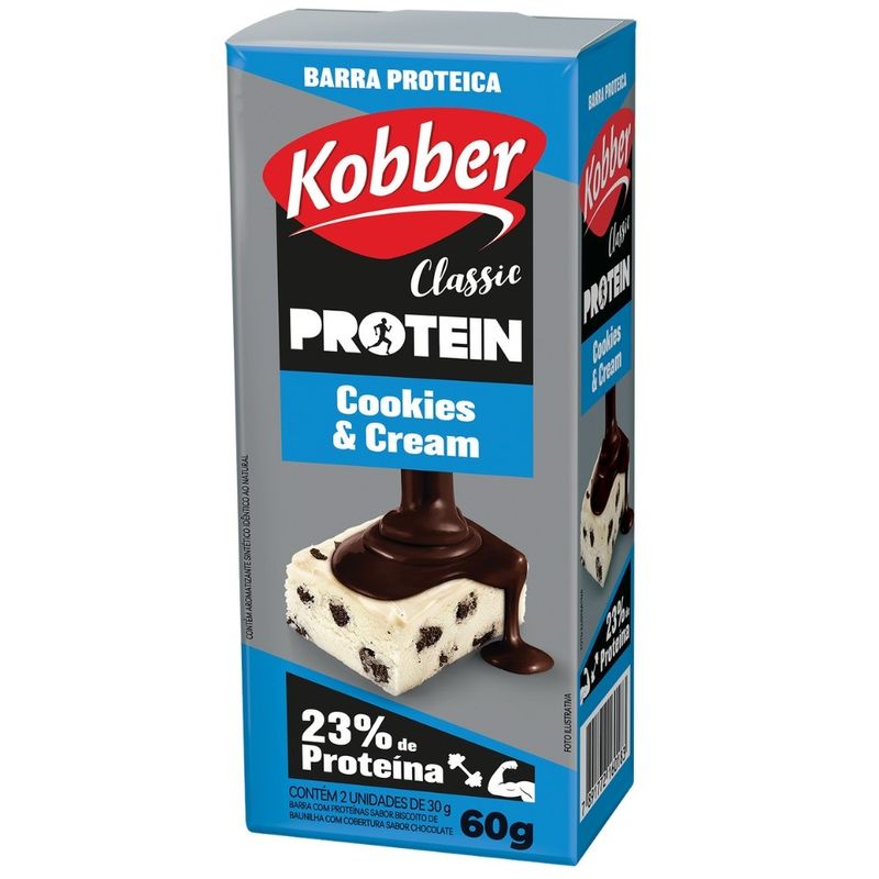 Cereal Barra Kobber 60g Proteína Cookies Cream (7891772160183)