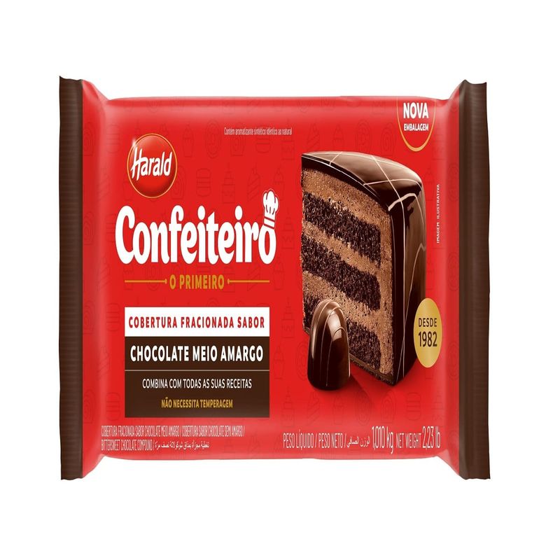 Chocolate Cobertura Harald Barra 1,01Kg Meio Amargo (7897077836860)