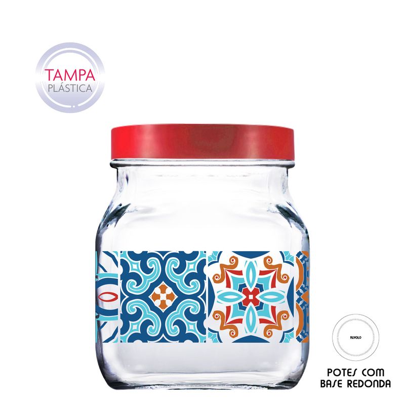 Pote Vidro Style Mosaic Médio Com Tampa 1,150L (7908011001777)