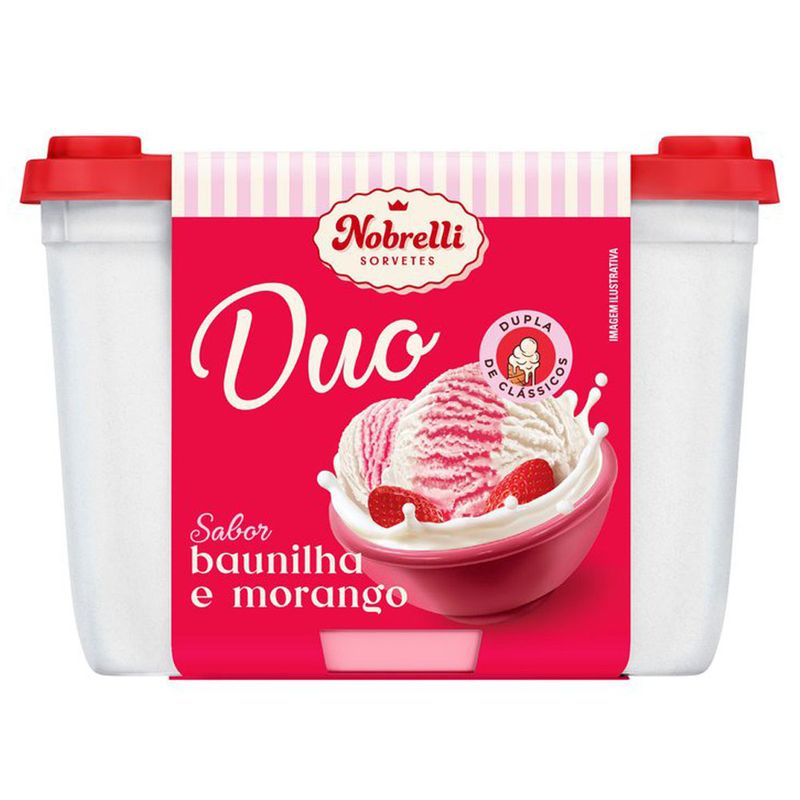 Sorvete Nobrelli Duo Baunilha E Morango 1,3L (7899975802794)