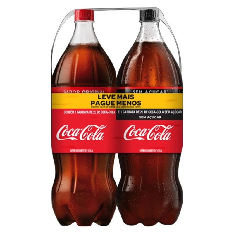 Refrigerante Coca Cola+Coca Cola Zero 2L Leve Mais Pague Men (7894900709063)