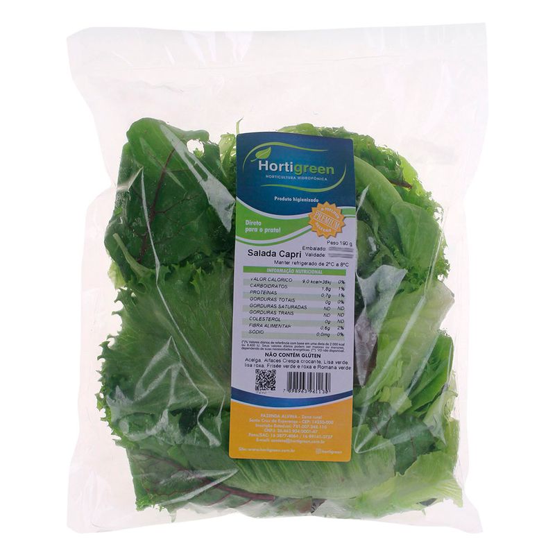 Salada Alface Capri Hortigreen Higienizada 190g (7898963961130)