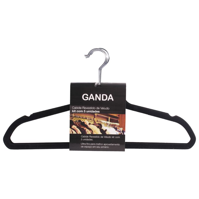Cabide Veludo Madeira C/5 Disp (7899700907862)