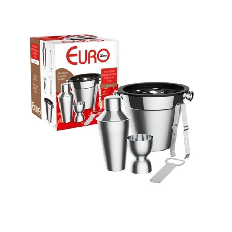 Conjunto Bar Inox Euro 5 Peças Profissional (7897753670566)