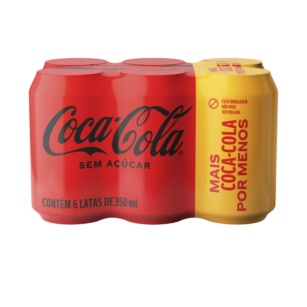 Refrigerante Sem Açúcar Emb. Eco. Pack C/ 6 Unid. 350ml Coca Cola