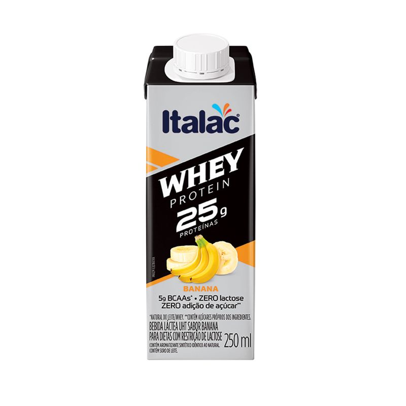 Bebida láctea Whey Protein Italac Banana 250ml (7898080642394)