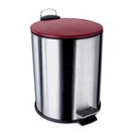 LIXEIRA-INOX-EURO-5L-C-PEDAL-VERMELHA