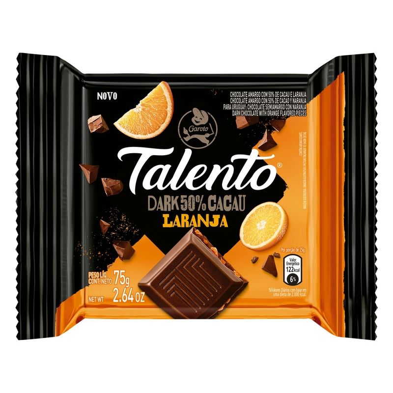 Chocolate Garoto Talento Dark Laranja 75g (7891008116557)