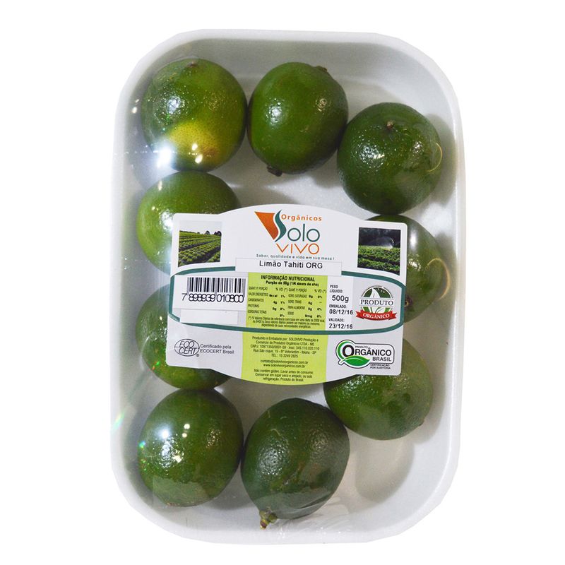 Limao Taiti Organico Solo Vivo 500g (7898939010800)