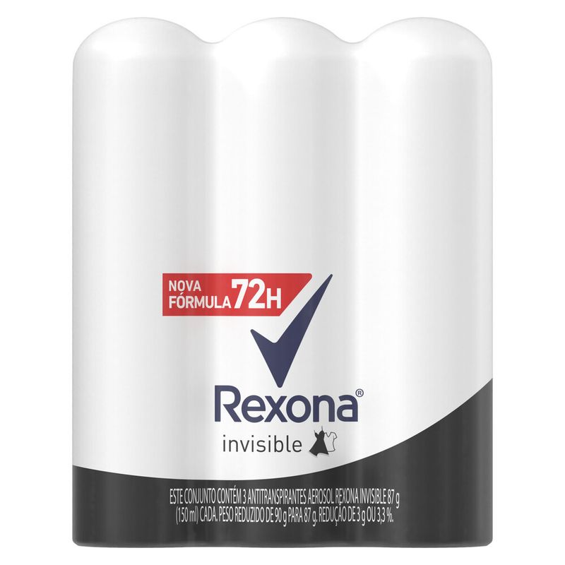 Desodorante Aerosol Rexona 87g Feminino Invisible Com 3 (7891150069510)