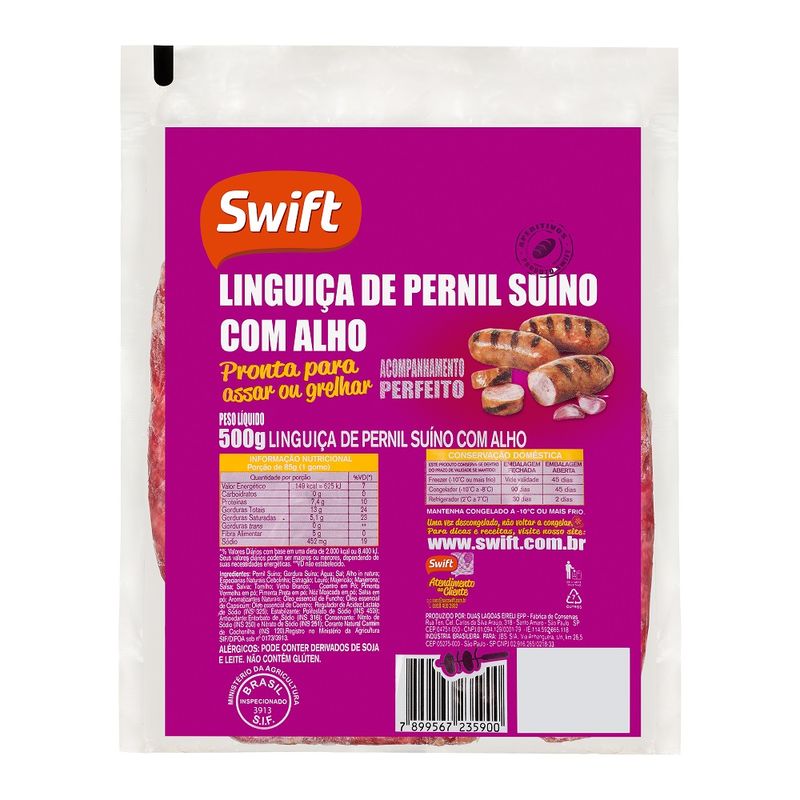Linguiça Pernil Swift 500g Alho (7899567235825)