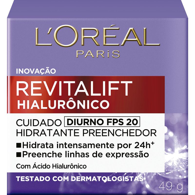 Creme Facial Anti-idade L'Oréal Paris Revitalift Hialurônico Diurno FPS 20, 49g (7899706171618)