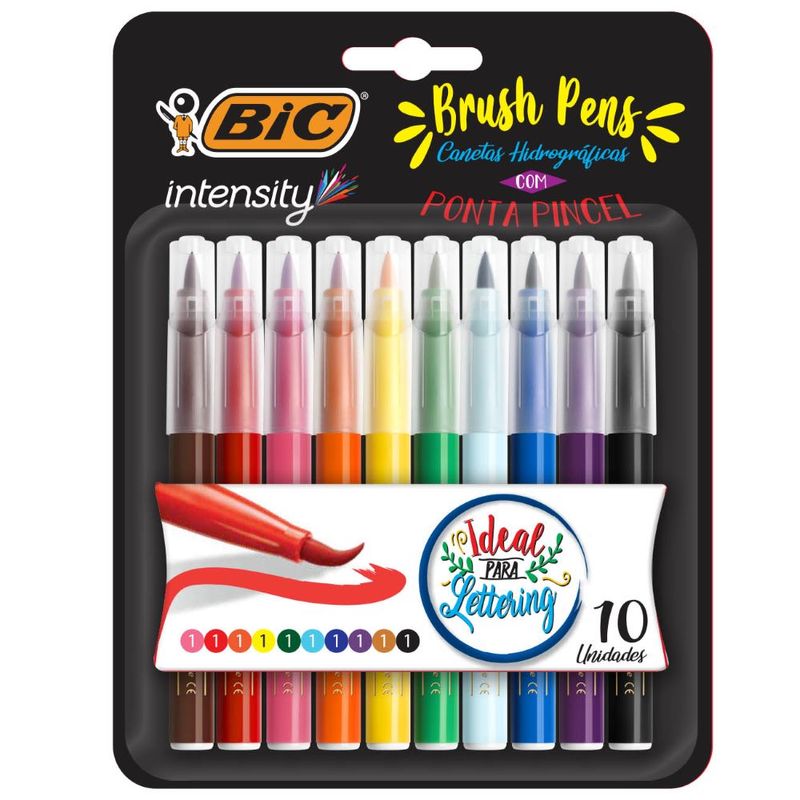 Caneta Brush Pen Ponta Pincel Ideal Lettering 10 Cores Vivas (070330364066)