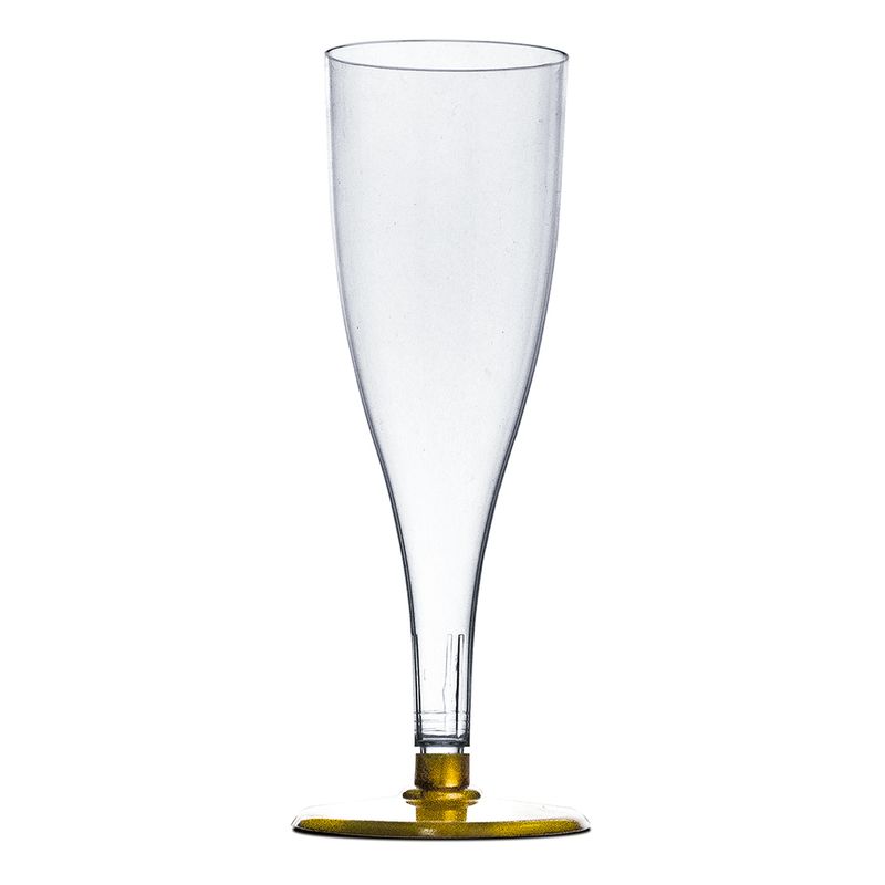 Taça Espumante Descartáveis Plastilania 140ml Base Dourada (7898603981764)