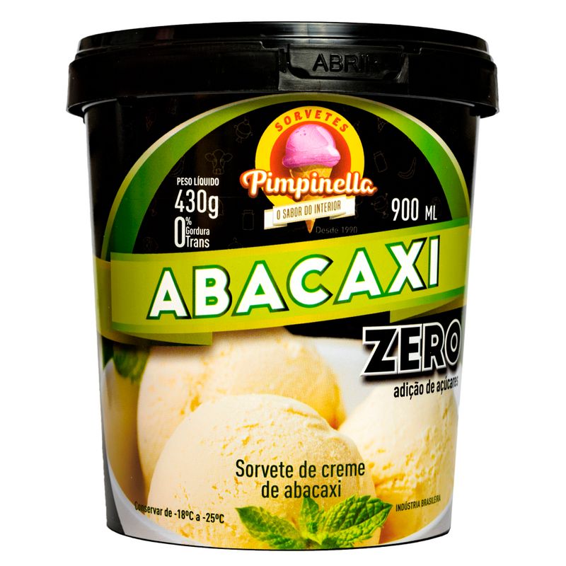 Sorvete Pimpinella 900ml Zero Açúcar Abacaxi (7898437720072)