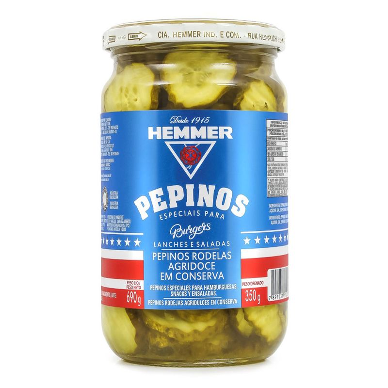 Pepino Rodelas Hemmer Burgers 350g (7891031112137)
