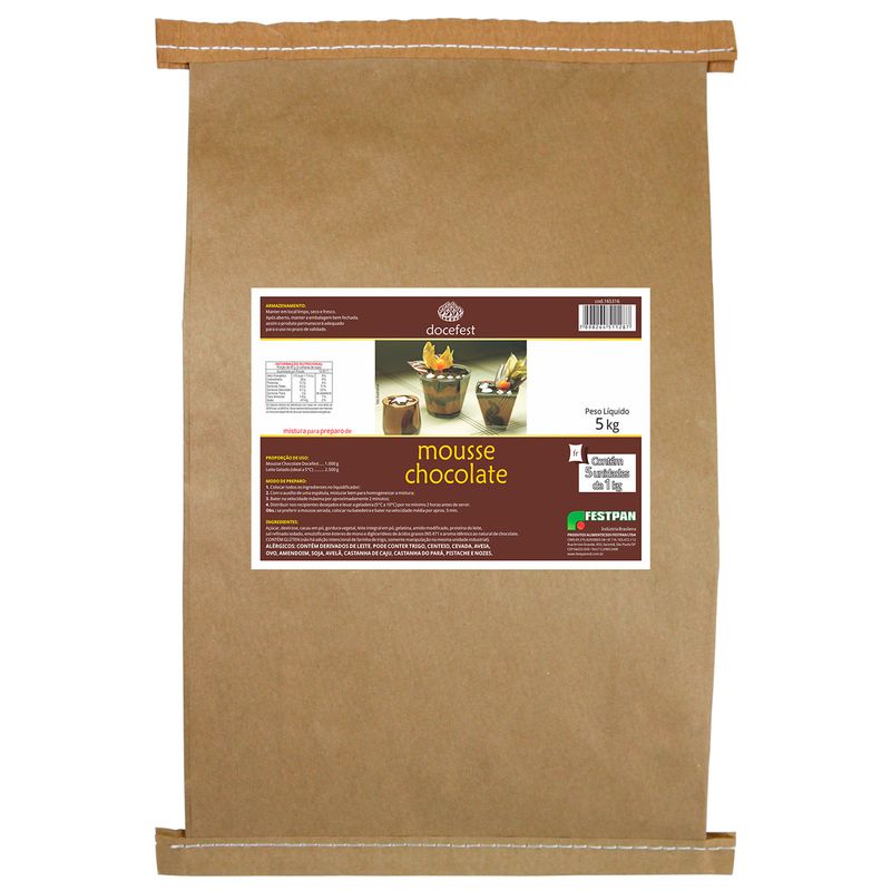 Preparo pó para mousse Docefest Chocolate 1kg (7898264511287)