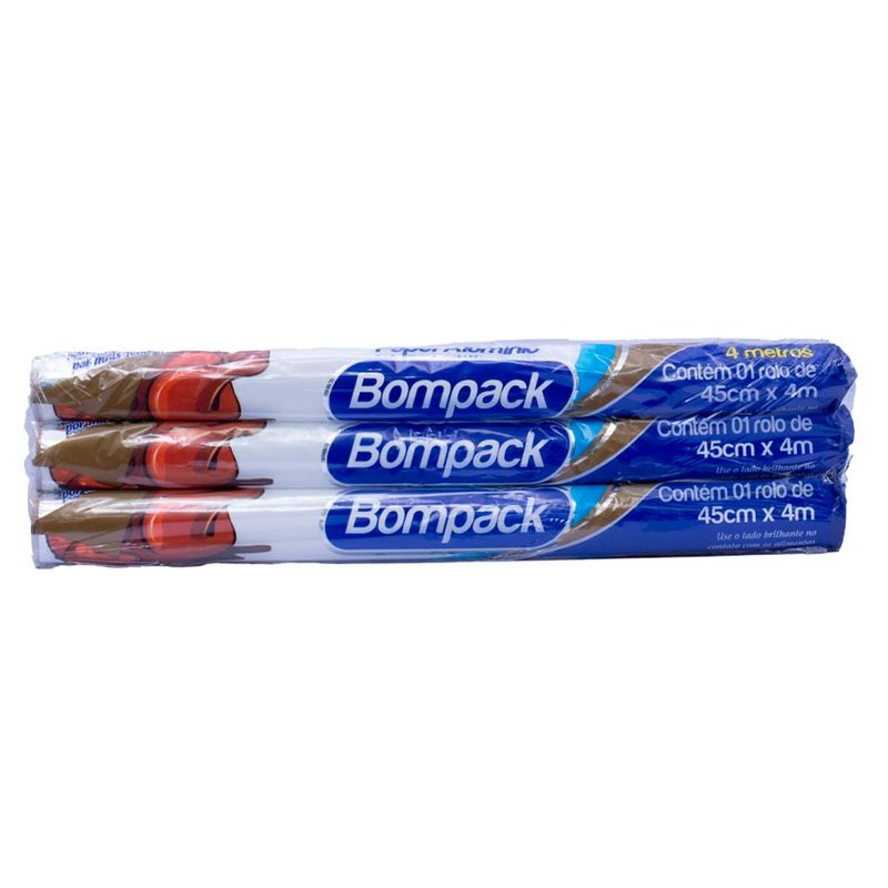 Papel Alumínio Bompack 45cm X 4m Com 3 Unidades (7908026007306)