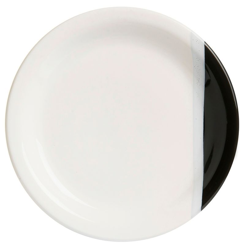 Prato Raso Beatriz 25cm Atual Preto Branco (7899540600961)