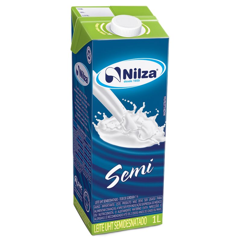 Leite Longa Vida Nilza Semi Desnatado Com Tampa 1l (7898080641335)
