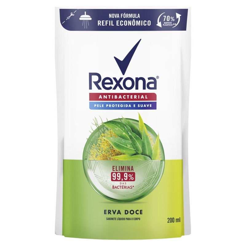 Sabonete Líquido Antibacteriano Rexona Erva Doce 200ml (7891150083134)