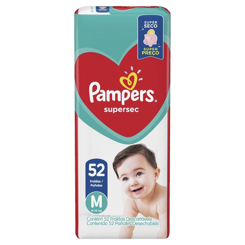 Fraldas Pampers Supersec M 52 Unidades (7500435132794)