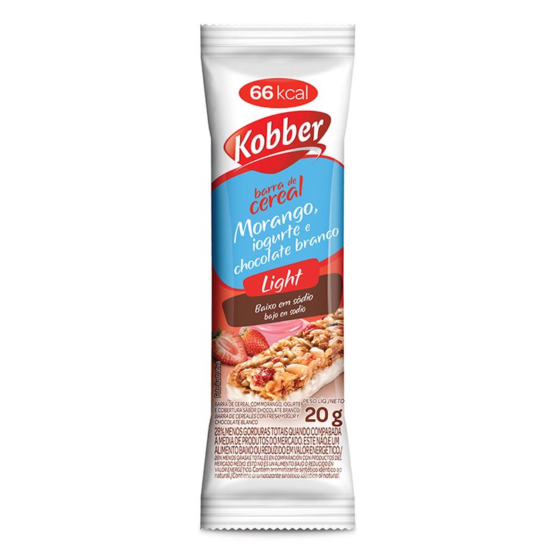 Cereal Barra Kobber 60g Light Morango Iogurte Choc Bco (7891772155318)