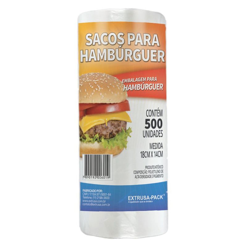 Saco Plástico Hambúrguer Extrusa 18x14cm Com 500 Unidades (7899739505640)
