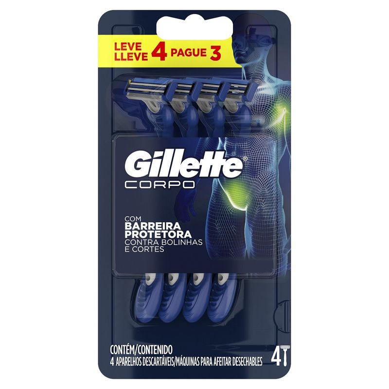 Aparelho Barbear Gillette Corpo Leve 4 Pague 3 (7500435178600)