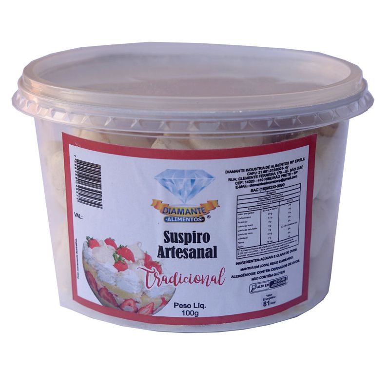 Suspiro Diamante 100g Artesanal Tradicional (7898960649574)