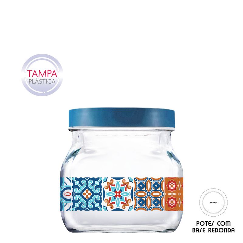 Pote Vidro Style Mosaic Pequeno Com Tampa Plástica 2200l (7908011001760)
