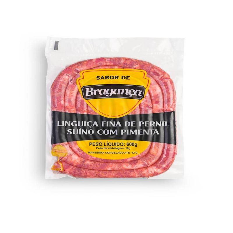 Linguiça Fina Pernil com Pimenta Sabor de Bragança 600g Pacote (7898959253263)
