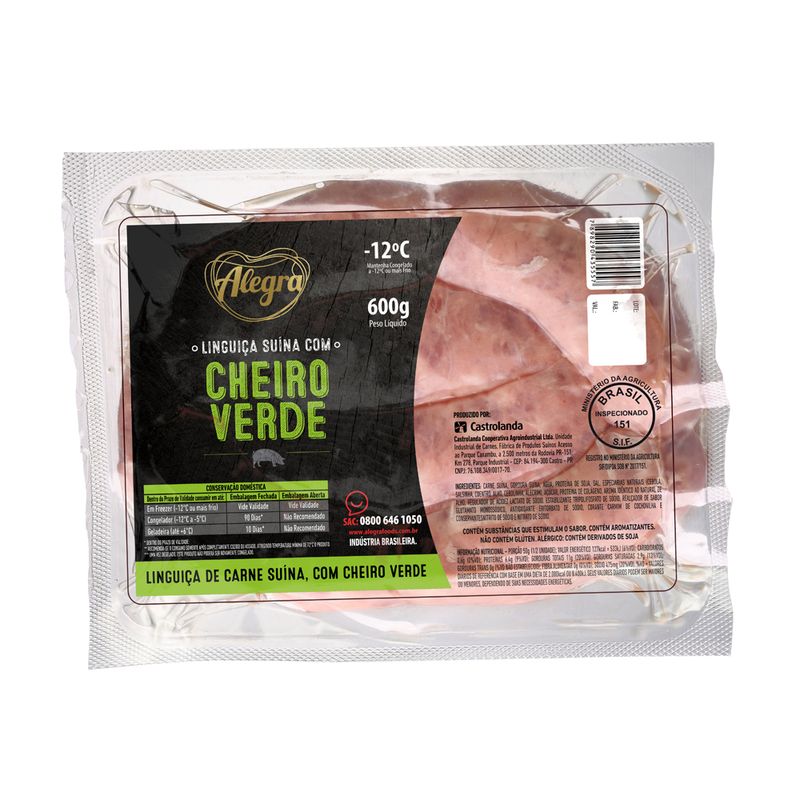 Linguiça suina com cheiro verde Alegra 600g (7898290435557)