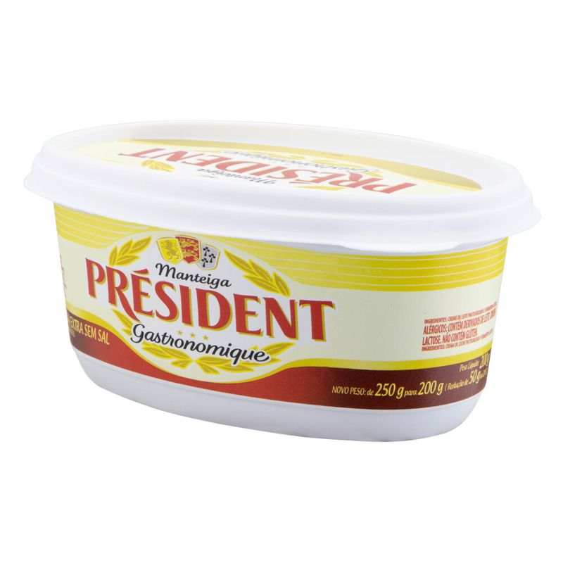 Manteiga President 200g Gastronomique Sem Sal (7891097001345)